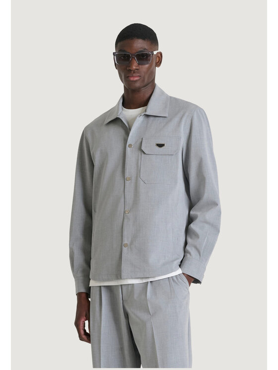 Antony Morato Antony Morato Camicia TIRANA REGULAR FIT WITH LOGOED METAL BADGE Grigio Regular Fit