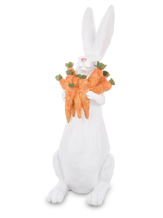 MIAhome MIAhome Figurka króliczek z marchewkami 43x15x24 cm Biały