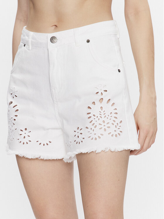 TWINSET Bavlnené šortky 231TT2752 Écru Regular Fit