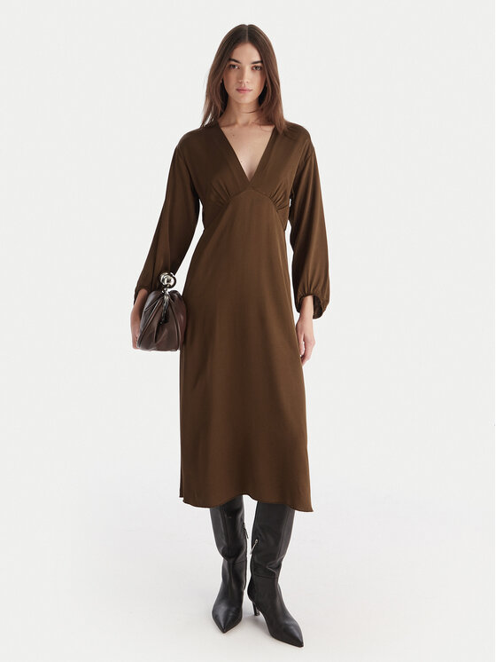 ViCOLO ViCOLO Cocktail obleka TF0250 Rjava Regular Fit