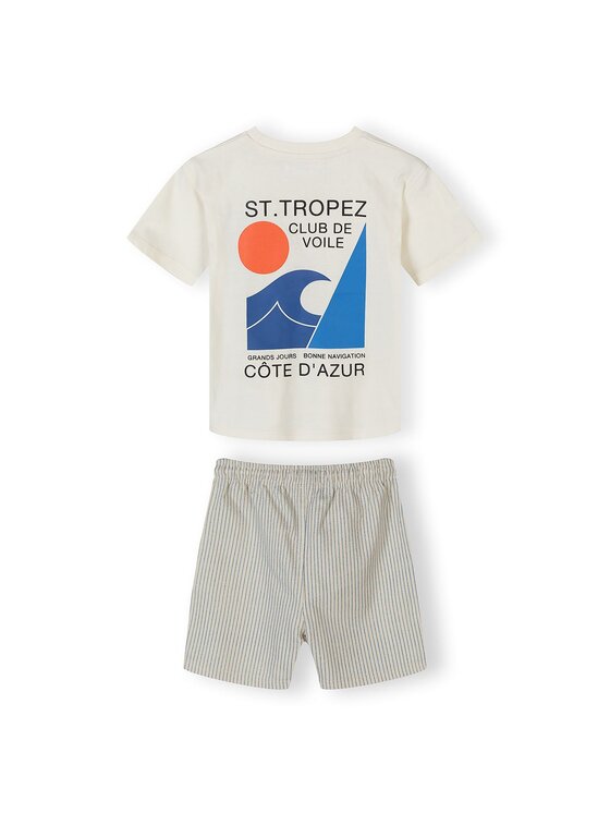 minoti minoti Komplet t-shirt i spodenki 29SET205 Beżowy Regular Fit