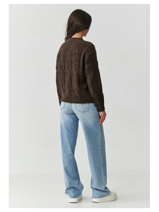 Makadamia Makadamia Sweter S169 Brązowy Boxy Fit