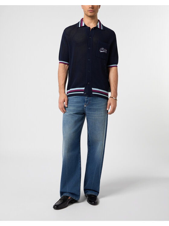 PHILIPP PLEIN PHILIPP PLEIN Polo 31399 Granatowy Regular Fit