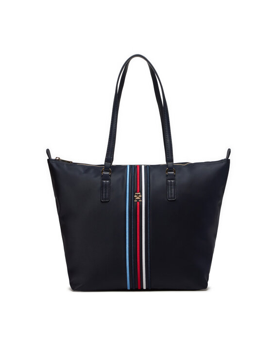 Geantă Tommy Hilfiger Poppy Tote Corp AW0AW15981 Bleumarin