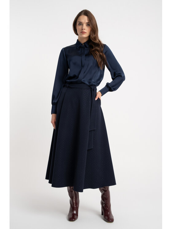 CLICK CLICK Spódnica 50-734 Granatowy Flare Fit