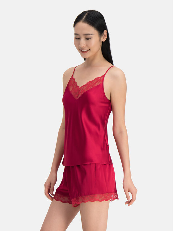 Dorina Dorina Koszulka piżamowa Pure Silk DCCA0001SK002 Czerwony Regular Fit
