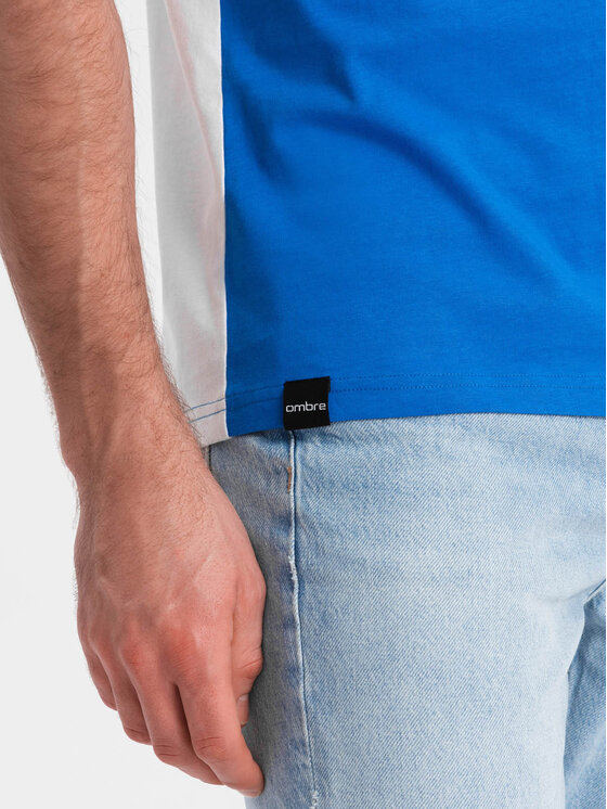 Ombre Ombre T-Shirt OM-TSCT-0174 Niebieski Regular Fit
