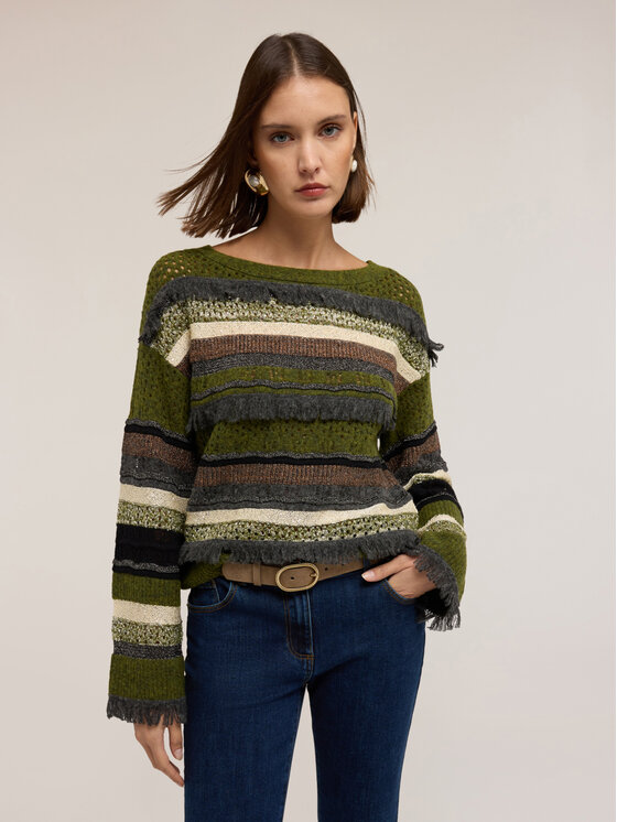 Motivi Motivi Sweter M019W003692N0S5 Zielony Regular Fit