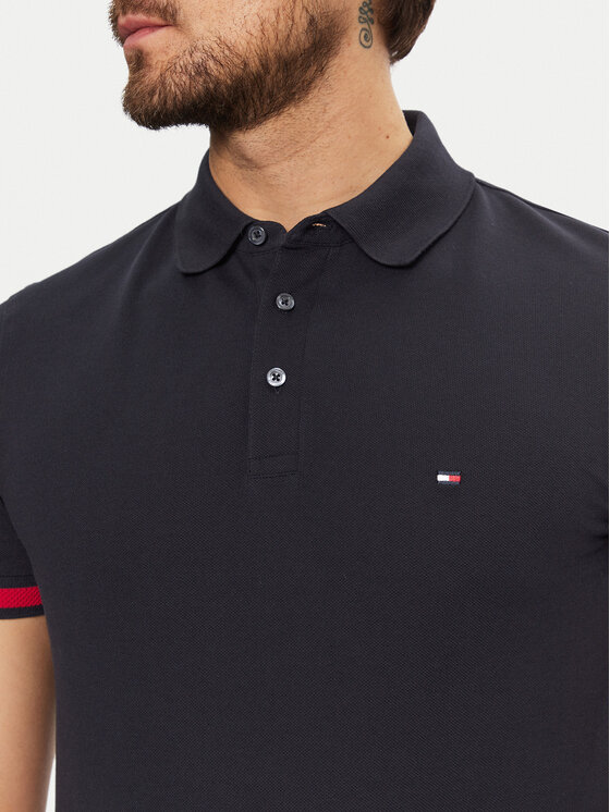Tommy Hilfiger Tommy Hilfiger Polo Flag Cuff MW0MW37518 Granatowy Slim Fit