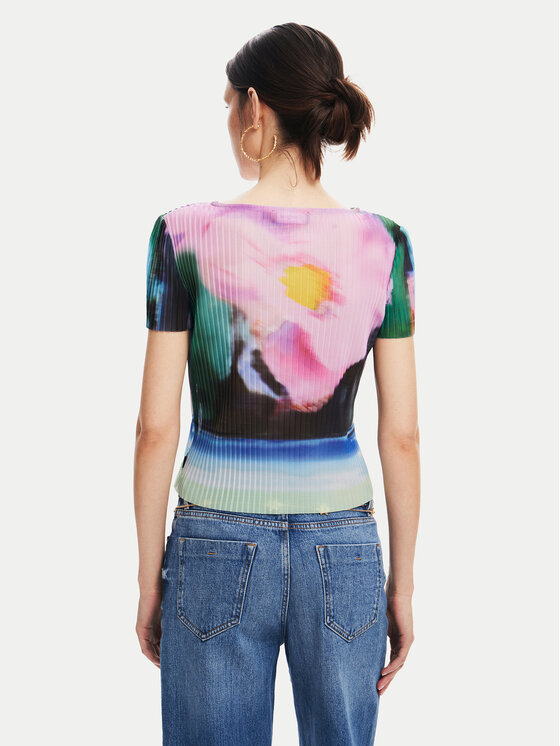 Desigual Desigual T-shirt Plisa 24WWTK95 Šarena Slim Fit