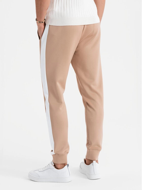 Ombre Ombre Spodnie dresowe OM-PASK-0229 Beżowy Regular Fit