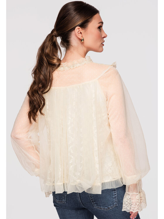 Ombre Ombre Koszula OW-SH-E0020 Beżowy Loose Fit