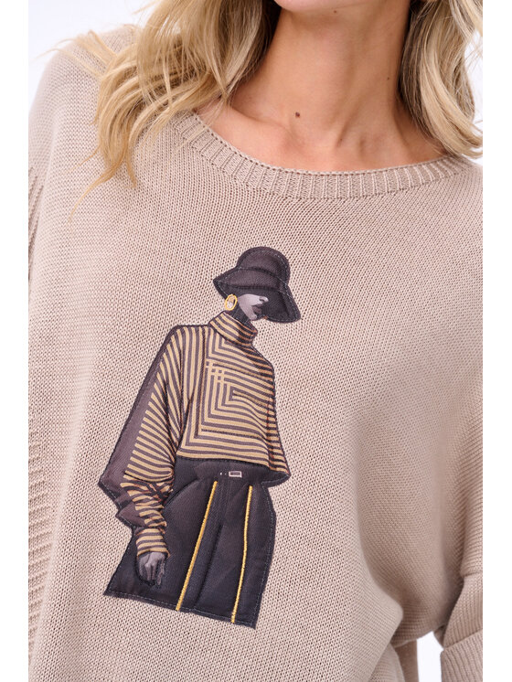 blue shadow blue shadow Sweter Likola Beżowy Regular Fit