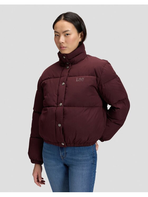 Lee Lee Kurtka puchowa SHORT PUFFER JACKET Czerwony Relaxed Fit
