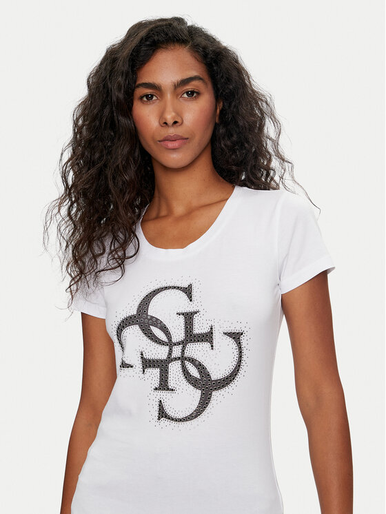 Guess Guess Marškinėliai W4YI37 J1314 Balta Regular Fit