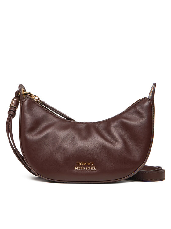 Geantă Tommy Hilfiger Moon Leather Mini Crossover AW0AW17466 Maro