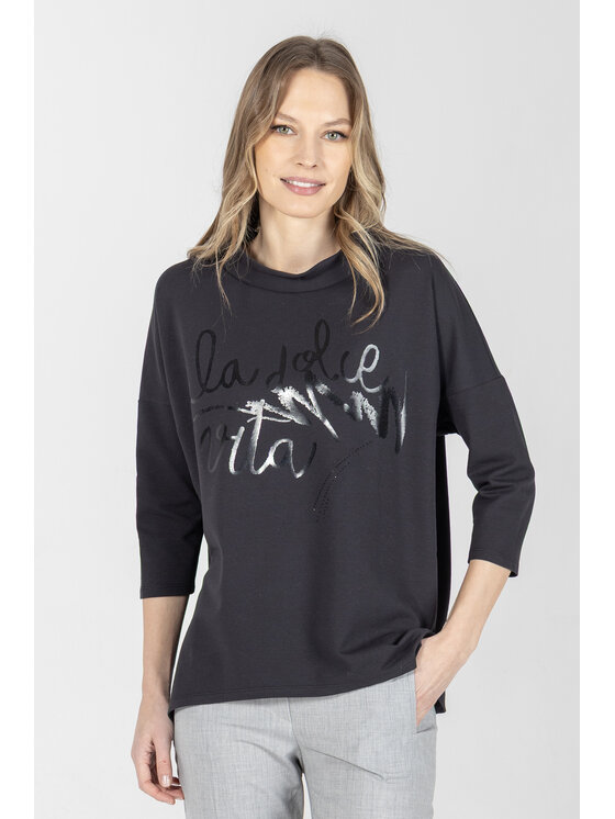 Deni Cler Milano Deni Cler Milano Bluza T-DC-W008-F2-10-90-1 Czarny Loose Fit