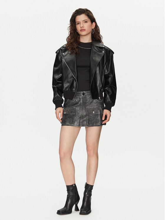 HUGO HUGO Jacke aus Kunstleder Alipha-1 50530031 Schwarz Relaxed Fit