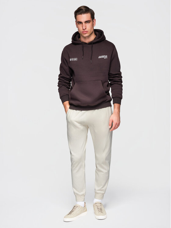 Ombre Ombre Spodnie dresowe OM-PABS-0305 Kremowy Regular Fit