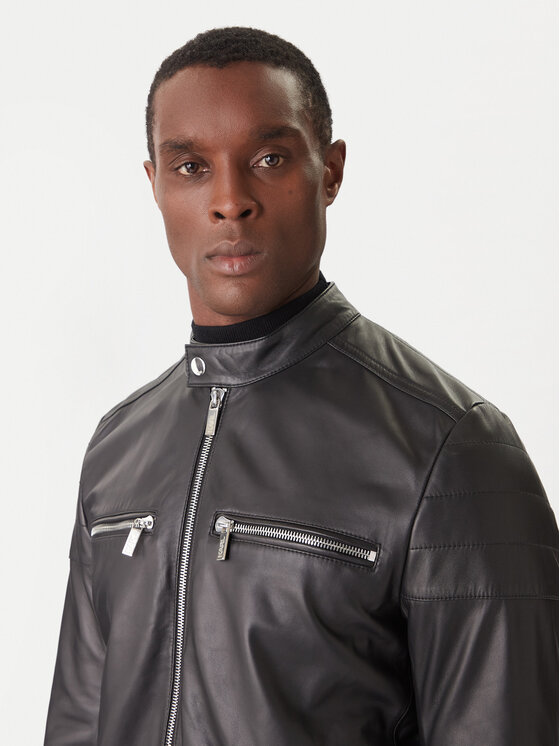 KARL LAGERFELD KARL LAGERFELD Odinė striukė 555022 554421 Juoda Slim Fit