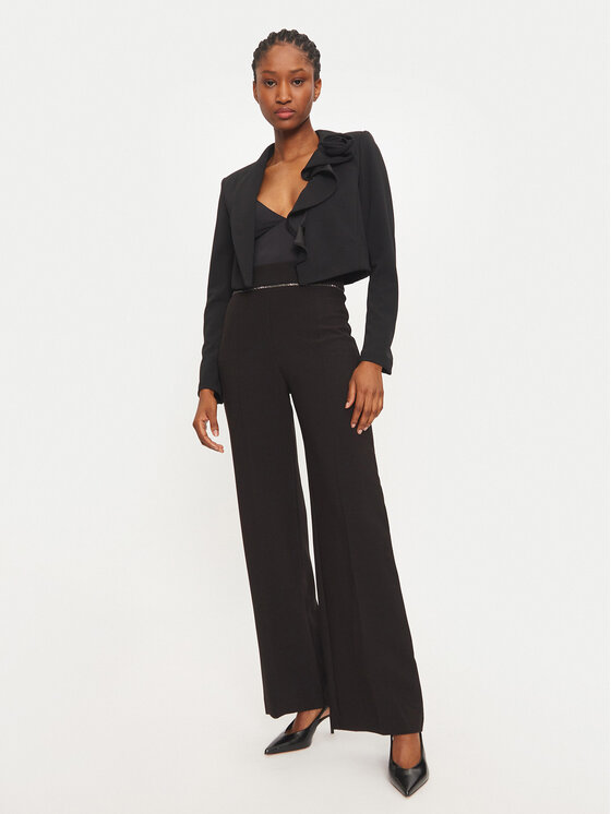 Rinascimento Rinascimento Kalhoty z materiálu 1000768842378 Černá Regular Fit