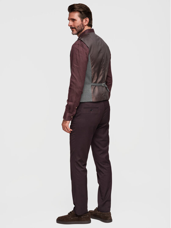 Ombre Ombre Kamizelka V64 Szary Slim Fit
