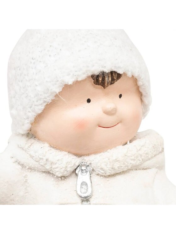MIAhome MIAhome Figurka świąteczna Chłopiec w czapce z latarnią 40 cm Biały