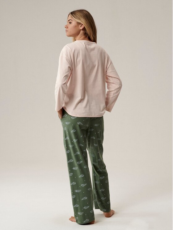 Atlantic Atlantic Piżama Feathers Zielony Regular Fit