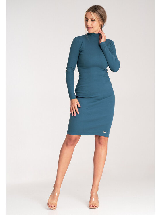 FIGL FIGL Úpletové šaty M1042 Modrá Slim Fit