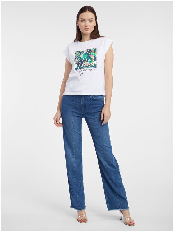 Orsay Orsay T-Shirt 116022000000__S Biały Regular Fit