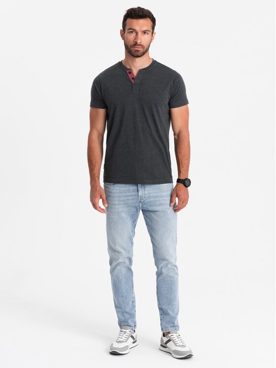 Ombre Ombre T-Shirt OM-TSCT-0155 Černá Regular Fit