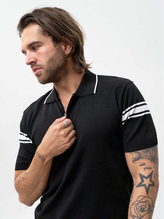 Jigga Wear Jigga Wear Polo 131787 Czarny Regular Fit