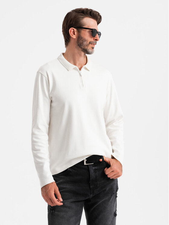 Ombre Ombre Longsleeve OM-POLS-0130 Biały Regular Fit