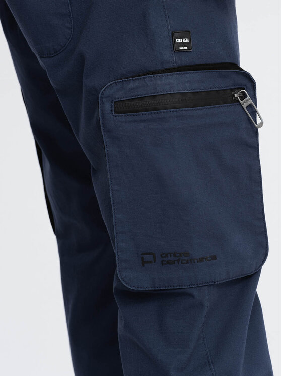 Ombre Ombre Joggers kalhoty OM-PAJO-0135 Tmavomodrá Cargo Fit