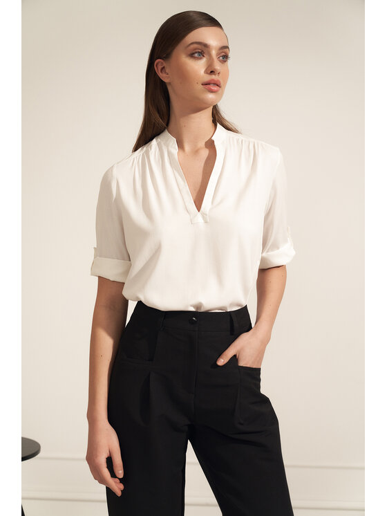 NIFE NIFE Bluzka B184 Écru Regular Fit