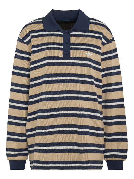 adidas adidas Bluza Stripe Knitted Polo Top LG3946 Beżowy Regular Fit