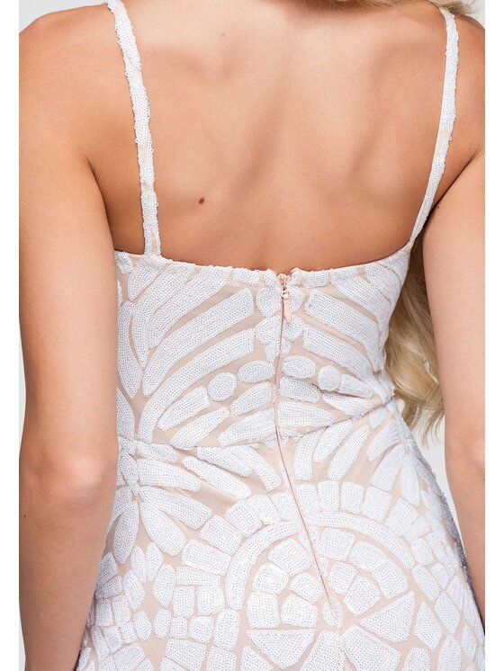 Ombre Ombre Sukienka wieczorowa LA-OM-DLR386 Biały Authentic Slim Fit