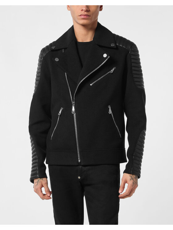 PHILIPP PLEIN Męska Ramoneska, rozmiar 3XL, Czarna, 25551