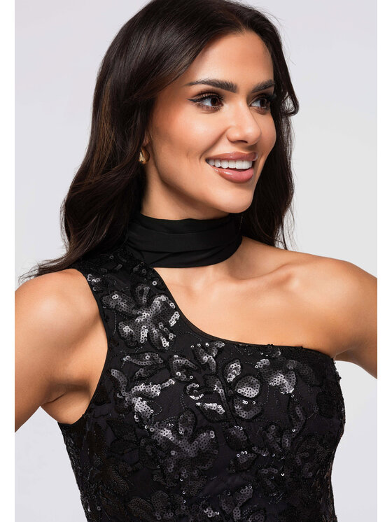 Ombre Ombre Sukienka wieczorowa LA-OM-DLR263 Czarny Regular Fit