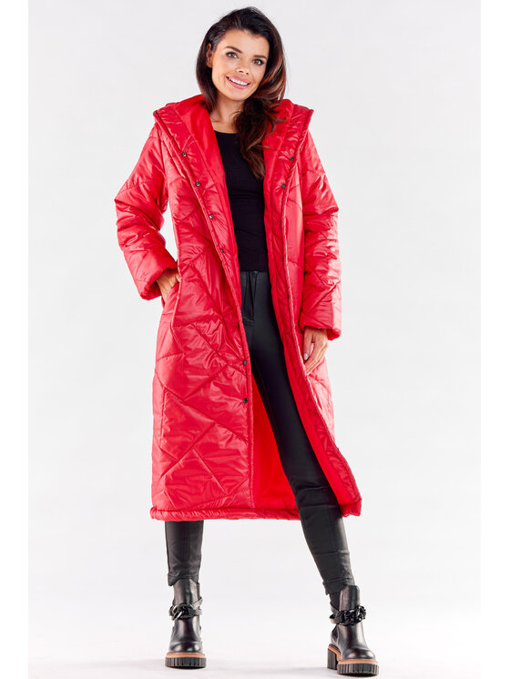 Awama Awama Płaszcz A542 Czerwony Basic Fit