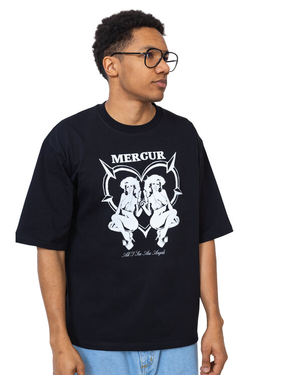 Mercur Mercur T-Shirt Angels Czarny Comfortable Fit