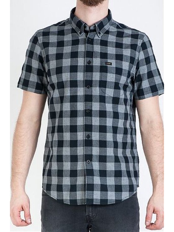 Lee Lee Camicia BUTTON DOWN SS Nero Regular Fit