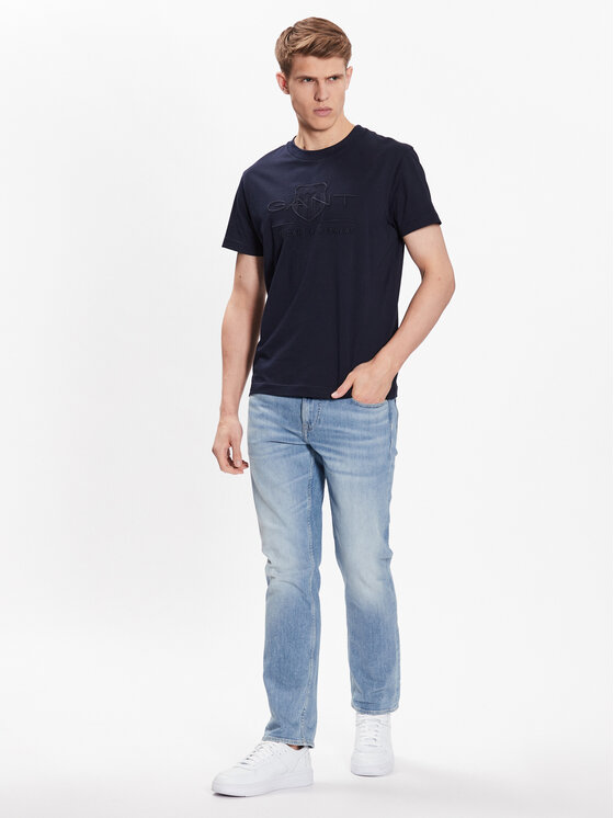 Gant Gant T-krekls Tonal Shield 2003140 Tumši zils Regular Fit