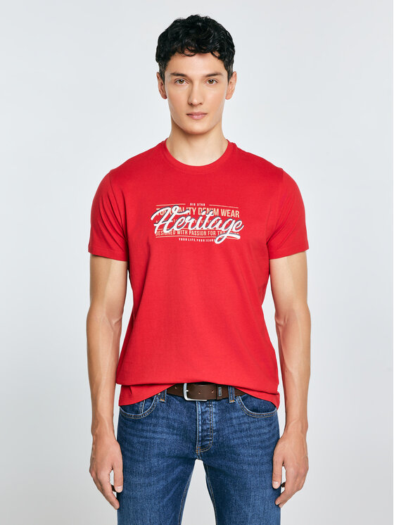 BIG STAR BIG STAR T-Shirt KEREN Czerwony Basic Fit