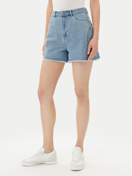 Pieces Džínsové šortky Tamra 17157412 Modrá Regular Fit