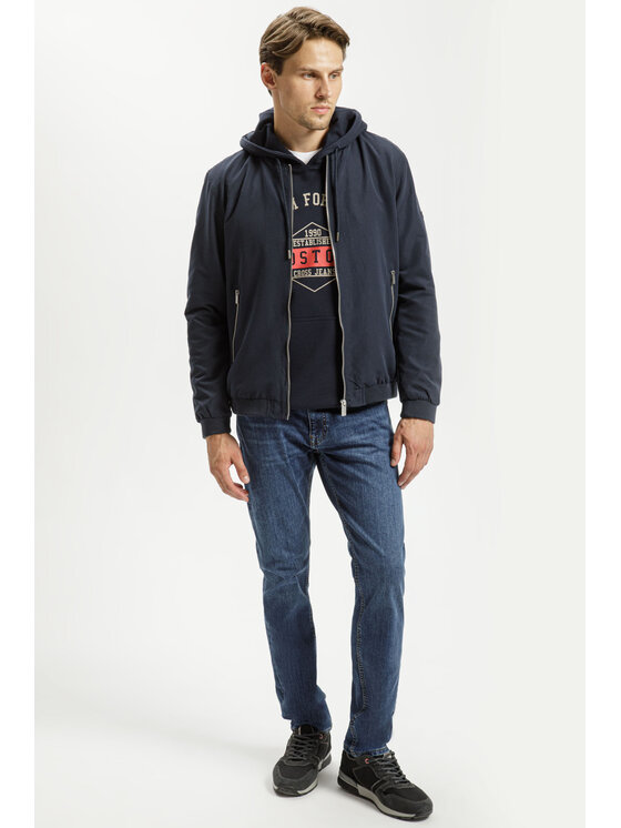 Cross Jeans Cross Jeans Bluza 25451-001 Granatowy Hoodie Fit