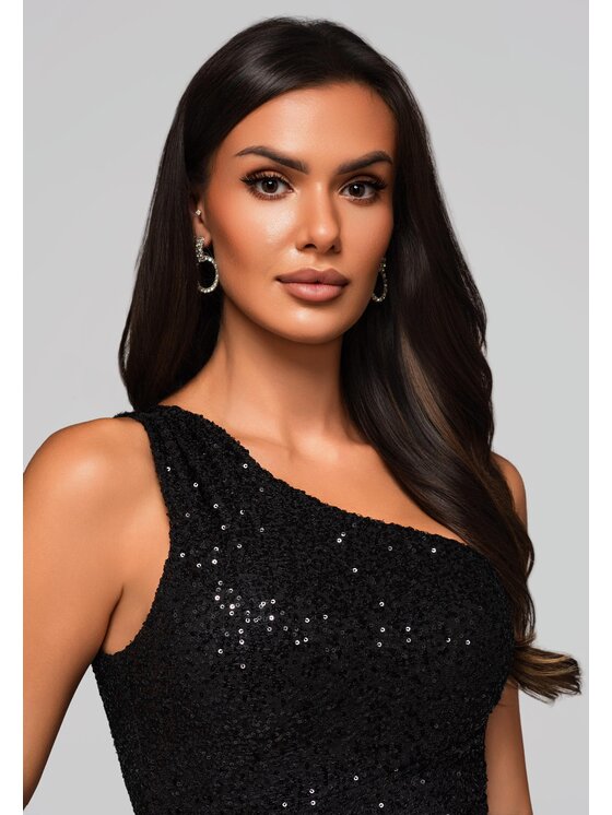 Ombre Ombre Sukienka wieczorowa LA-OM-DLR225 Czarny Regular Fit