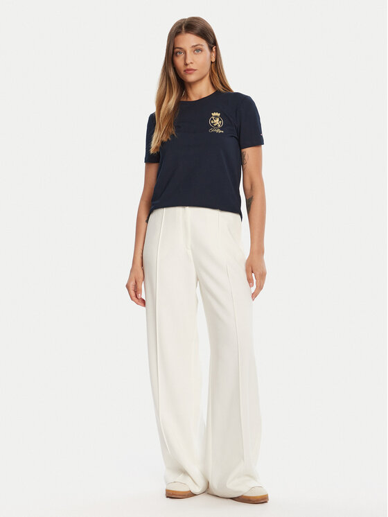 Tommy Hilfiger Tommy Hilfiger Tričko Gold Crest WW0WW46153 Tmavomodrá Regular Fit