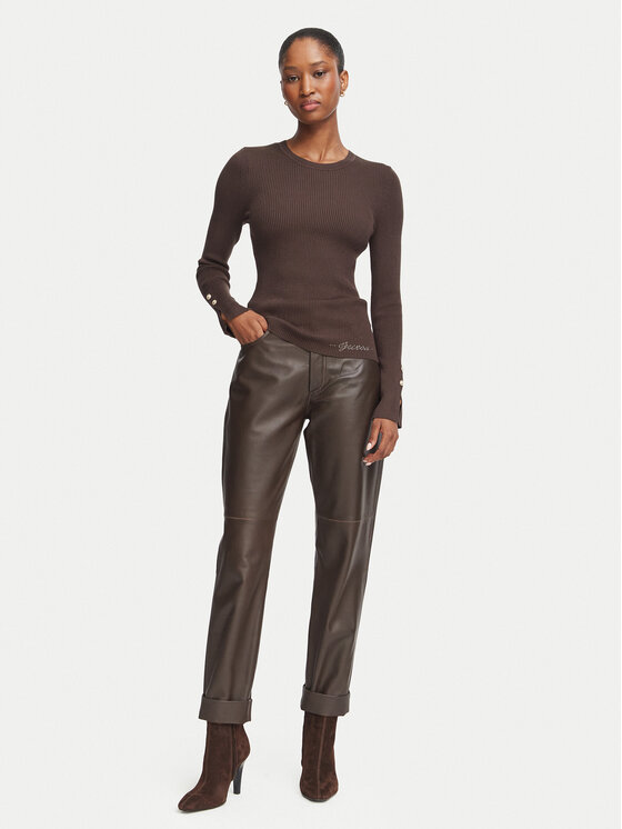Guess Guess Блузка W6YR09 Z0948 Темно-коричневий Slim Fit