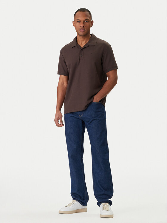 Calvin Klein Jeans Calvin Klein Jeans Polo Easy Micro Waffle LV04RF205G Brązowy Regular Fit